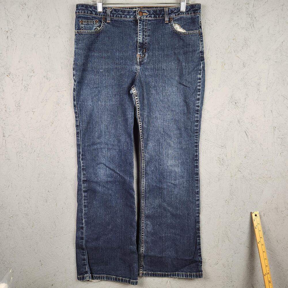 Vintage Ann Taylor Factory Store Jeans Womens 12 Blue Flare Leg Stretch Grunge
